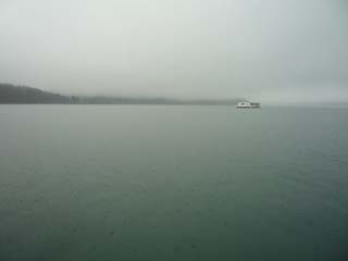 山中湖は霧